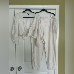Express Linen Blend White Set